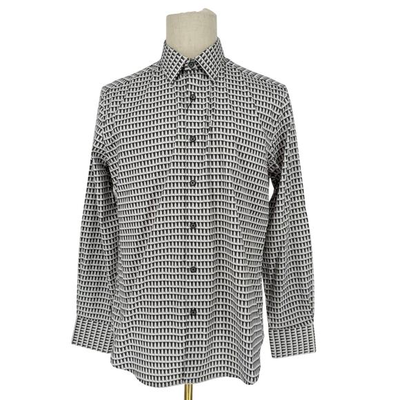 Robert Graham Woven Button Front Long Sleeve Shirt THE FRANCIS Geometric Grey  M - Picture 10 of 10